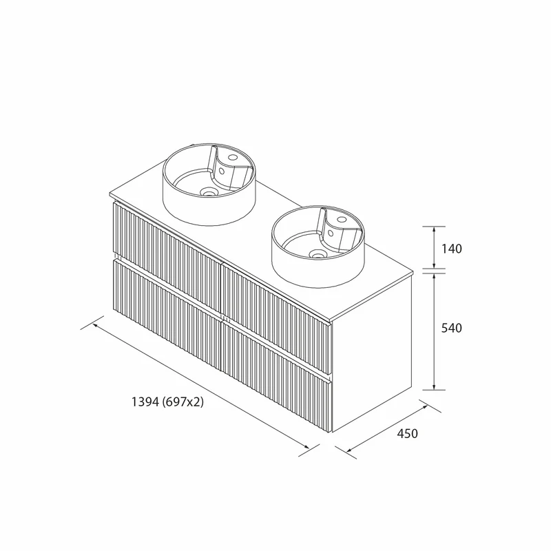 SALGAR 121779 KIRA Mueble+Lavabo LISBOA 140cm Roble