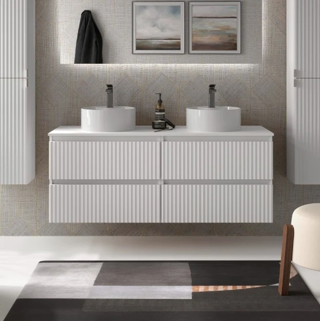 SALGAR 121777 KIRA Mueble+Lavabo LISBOA 140cm Blanco Mate