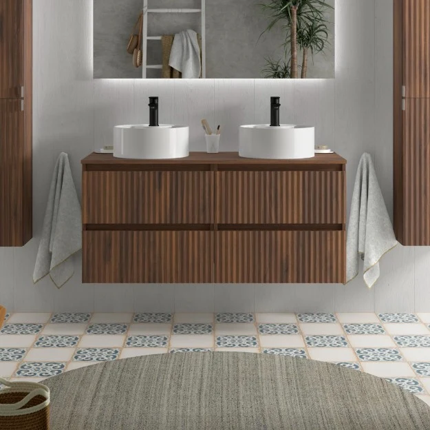 SALGAR 121776 KIRA Mueble+Lavabo LISBOA 120cm Nogal