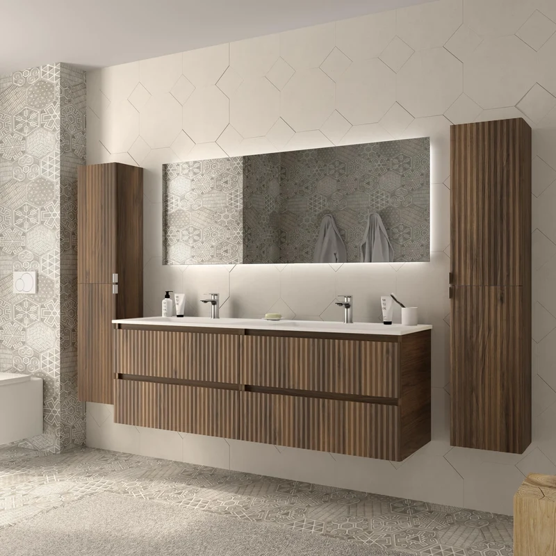 SALGAR 121755 KIRA Mueble+Lavabo VILNA 160cm Nogal