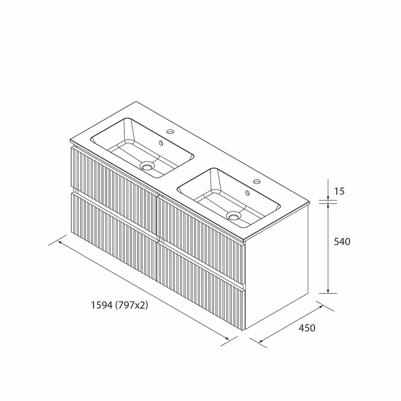 SALGAR 121753 KIRA Mueble+Lavabo VILNA 160cm Gris mate