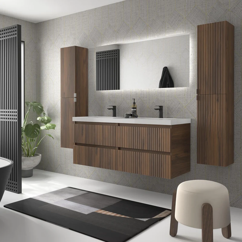 SALGAR 121751 KIRA Mueble+Lavabo TOSCANA 140cm Nogal