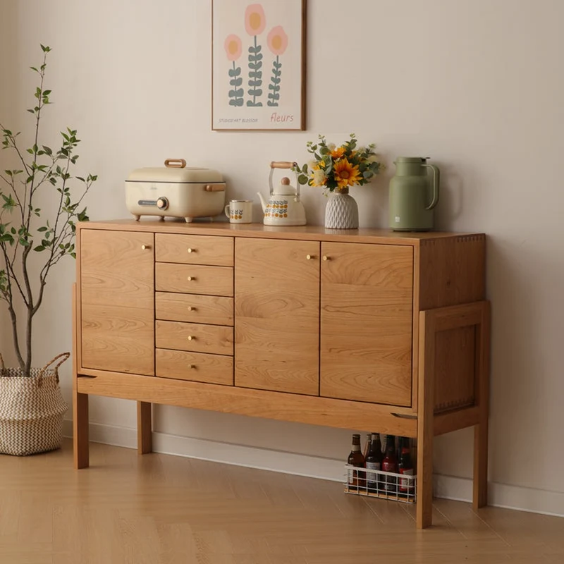 Multi-Grid High Solid Cherry Wood Sideboard