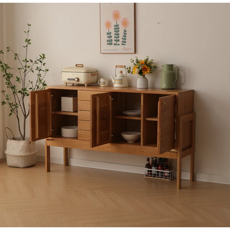 Multi-Grid High Solid Cherry Wood Sideboard