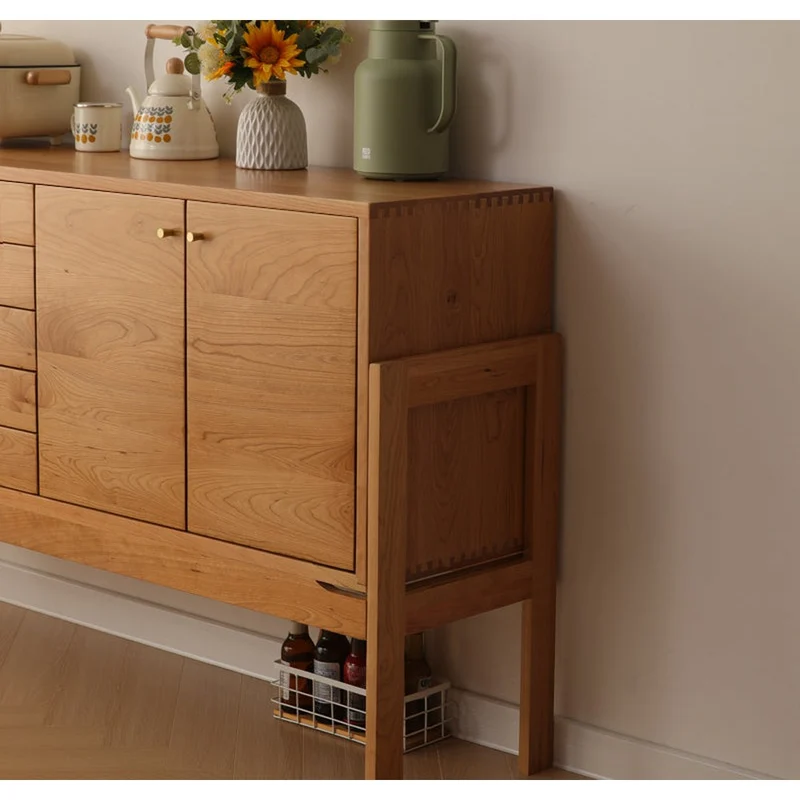 Multi-Grid High Solid Cherry Wood Sideboard