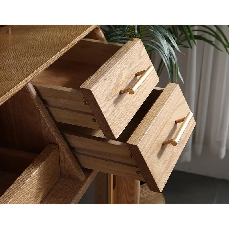 Open Coffee and Dishes Side White Oak Wood Side Table