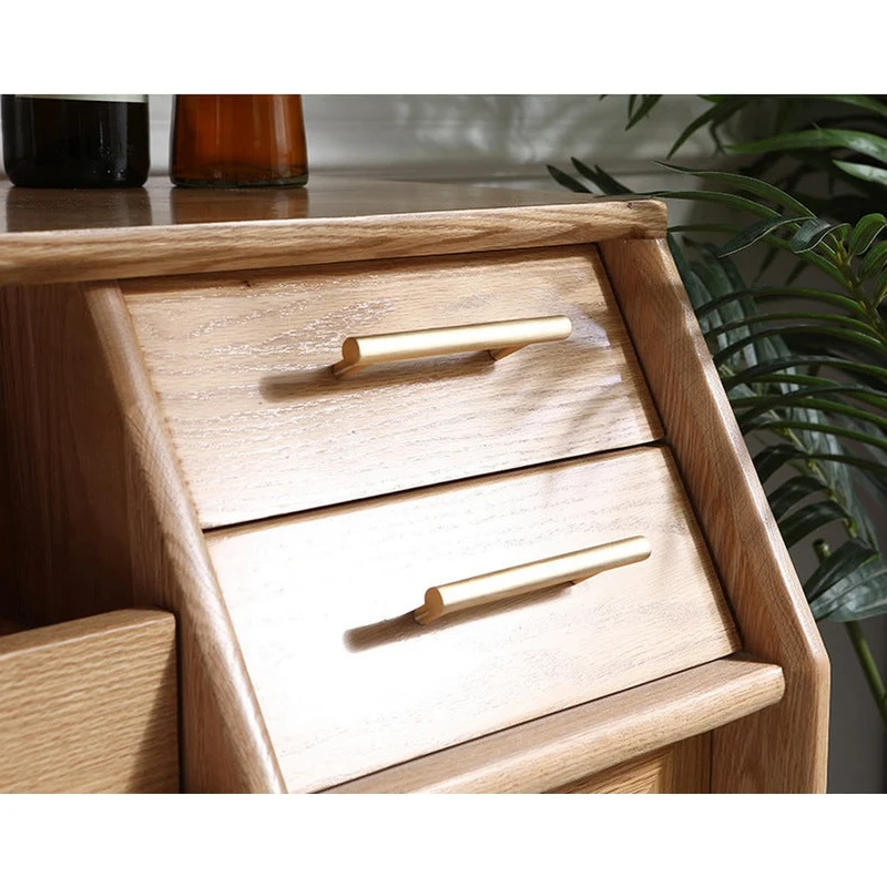 Open Coffee and Dishes Side White Oak Wood Side Table