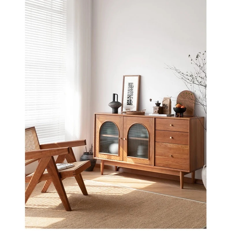 Eclipse Arched Door Design Solid Cherry Wood Cabinet