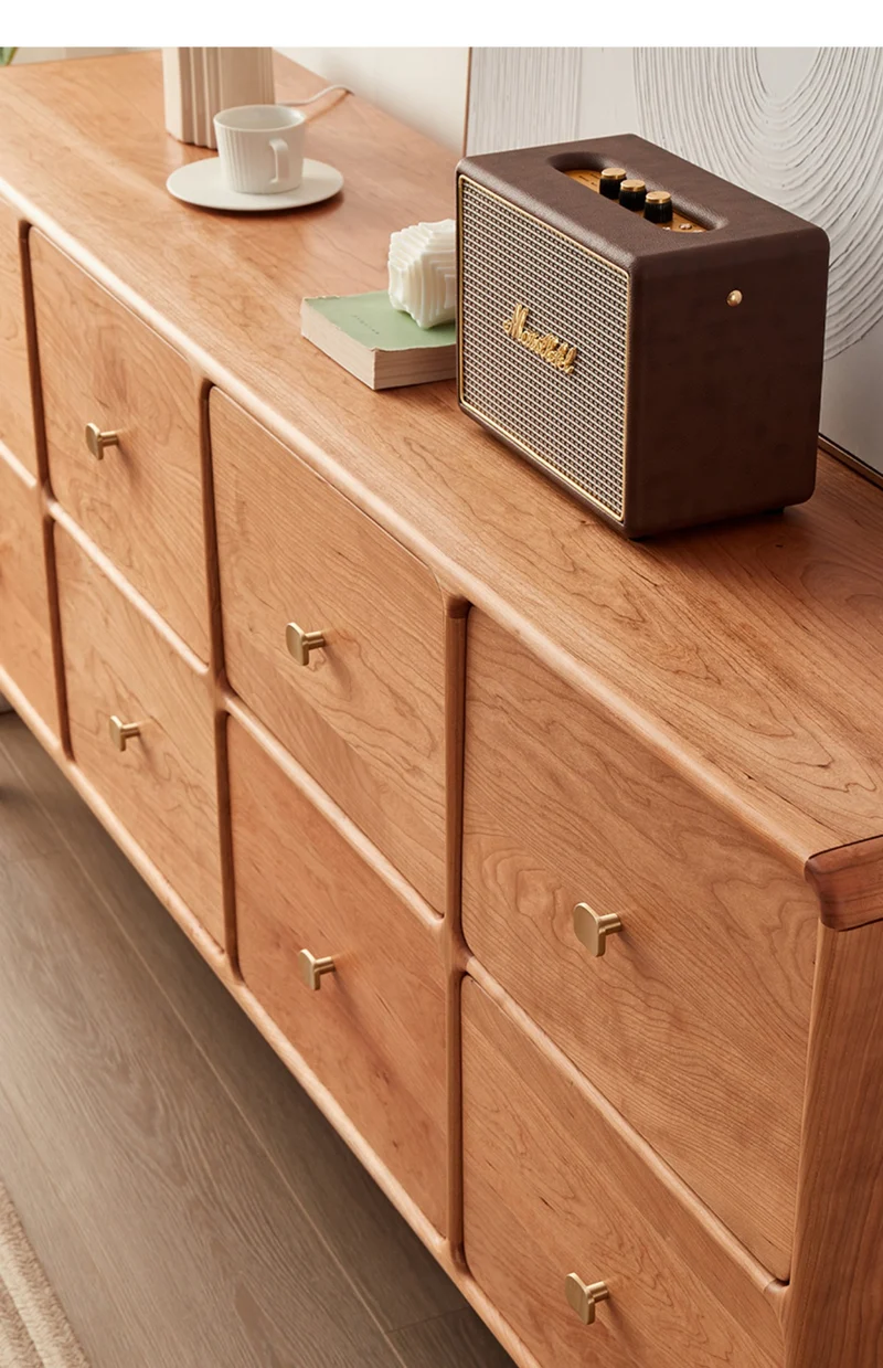 Vertex 8 Box Design Cherry Wood Sideboard
