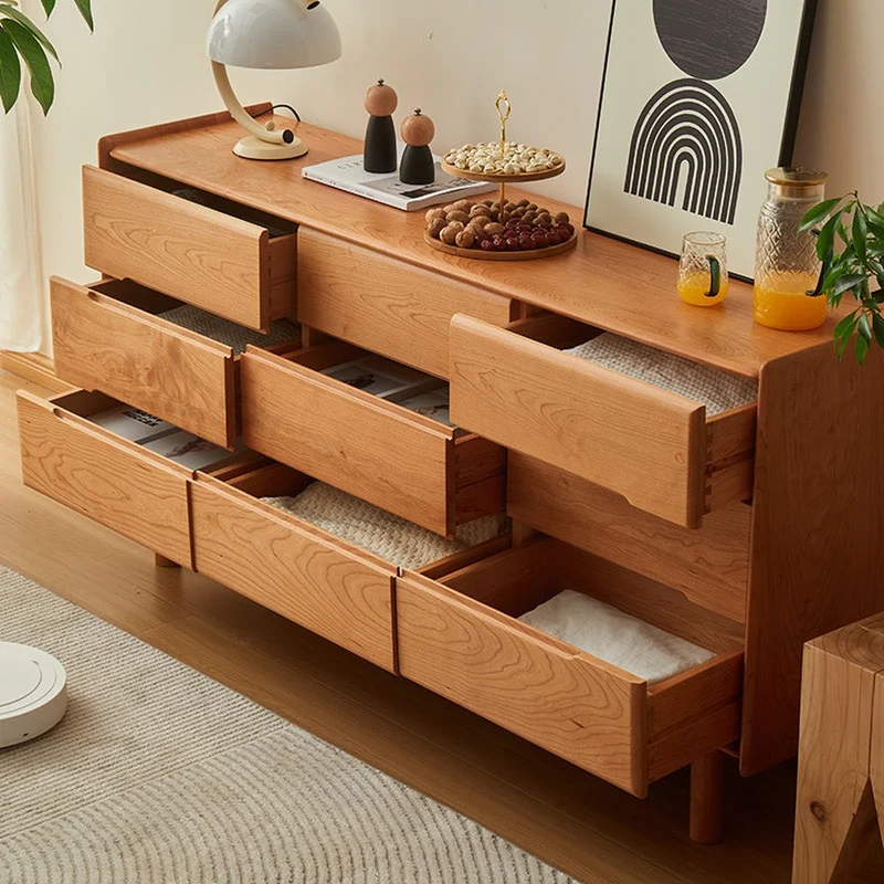 Vintage Inspired 9-Drawer Cherry Wood Dresser