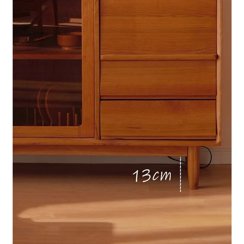 Natural Cherry Wood Kitchen Cupboard with Sliding Door