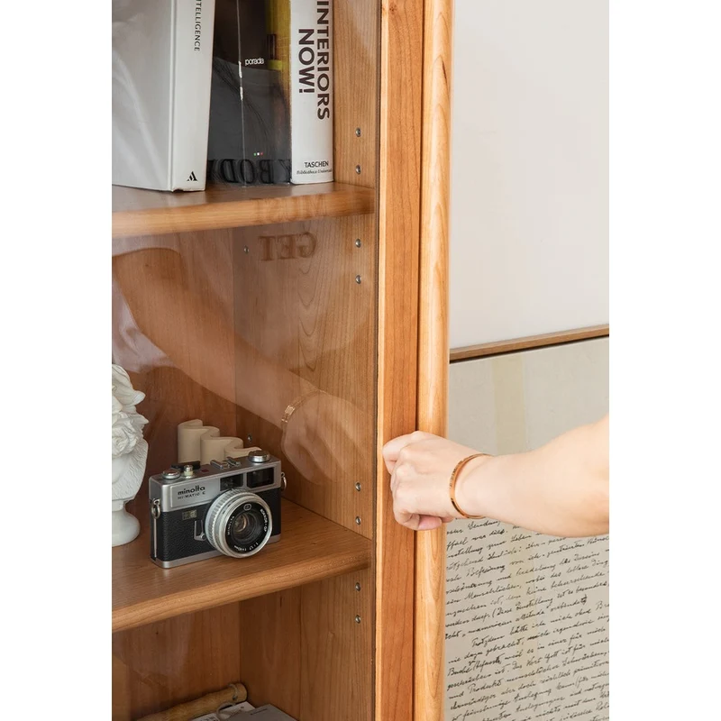 Tranquil Narrow Cherry Wood Bookcase