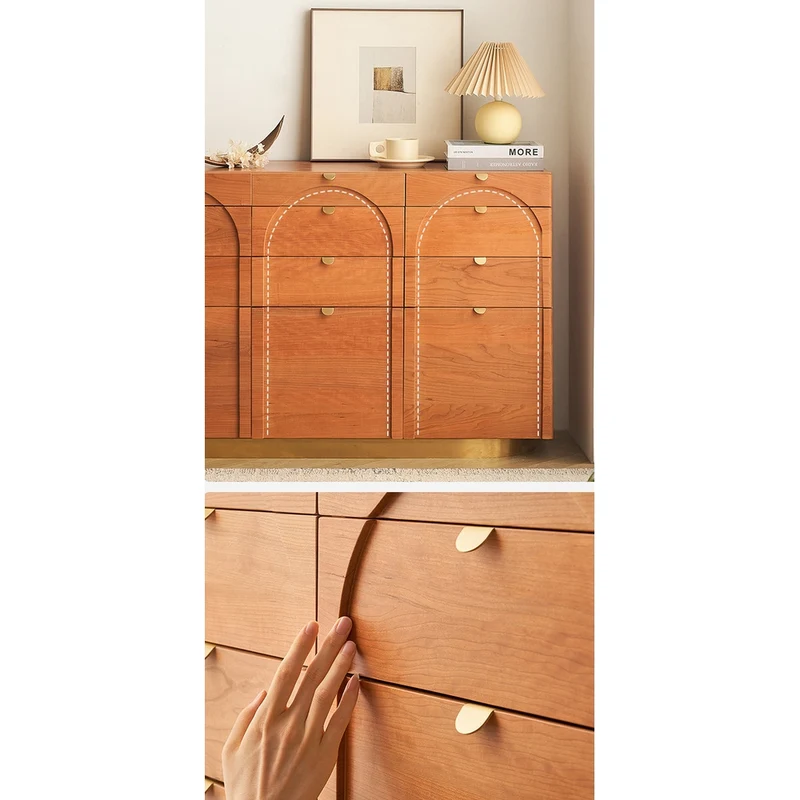 Pristine Arch Door Design Cherry Wood Sideboard