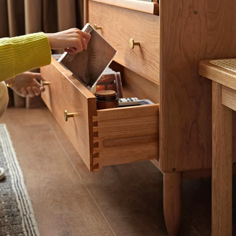 Fable Small Open Glass Handles Solid Cherry Wood Cabinet
