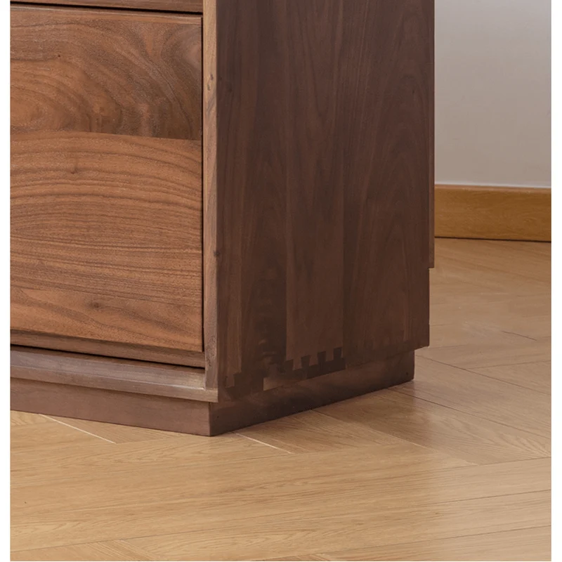 Contemporary Low Flat Solid Walnut Wood Sideboard