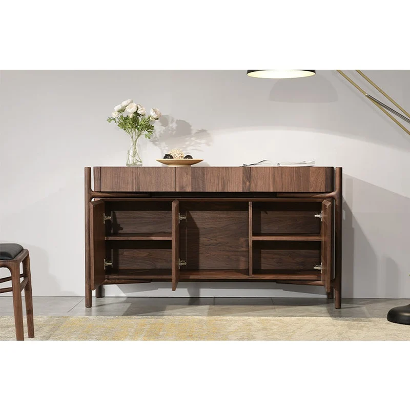 Sophisticated Art Deco Black Walnut Wood Sideboard