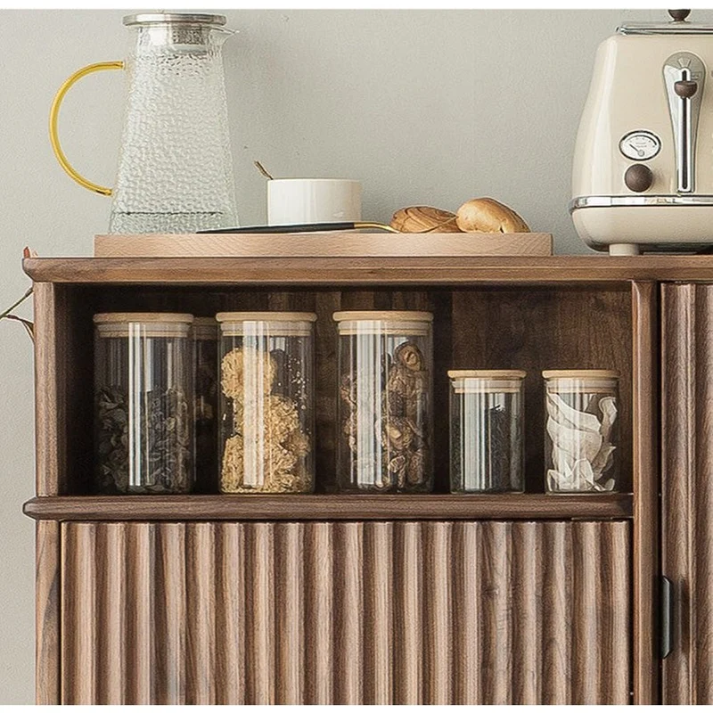 Louver Grille Design Black Walnut Wood Cabinet