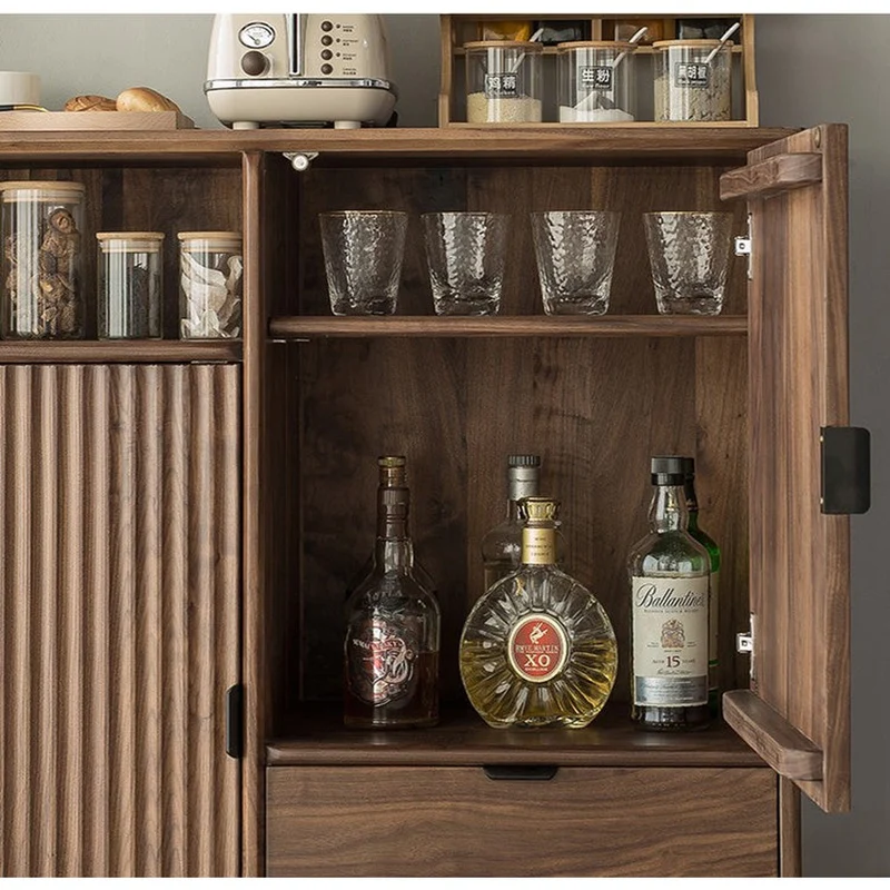 Louver Grille Design Black Walnut Wood Cabinet