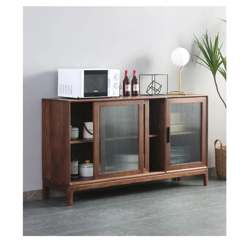 Serenity 3 Snow Glass Walnut Wood Cupboard