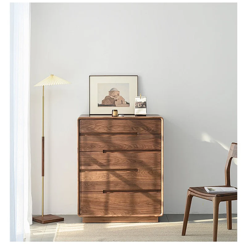 Solid Walnut Wood Recessed Concealed Handle Dresser
