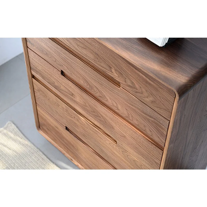 Solid Walnut Wood Recessed Concealed Handle Dresser