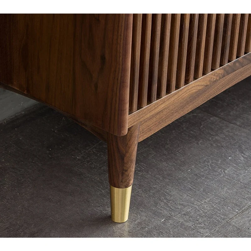 Black Walnut Wood Louver Grille Cupboard
