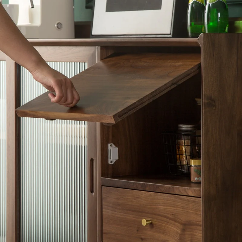 Minimalism Solid American Black Walnut Wood Kitchen Cabinet