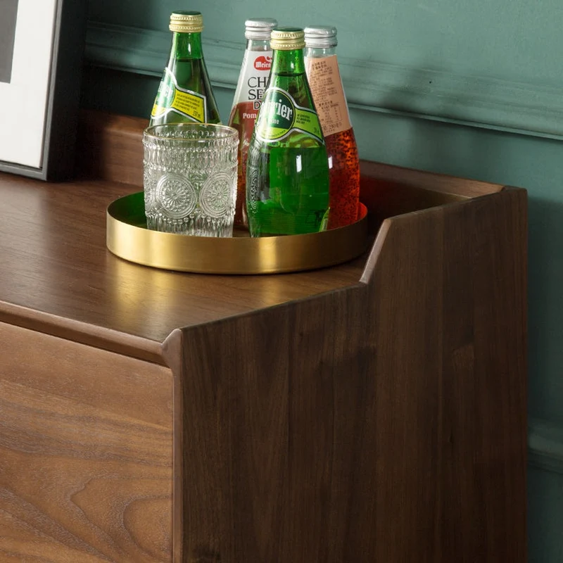 Minimalism Solid American Black Walnut Wood Kitchen Cabinet
