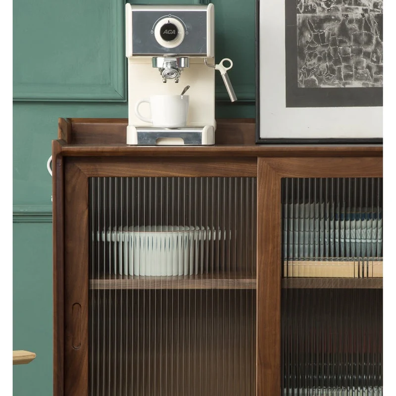 Minimalism Solid American Black Walnut Wood Kitchen Cabinet