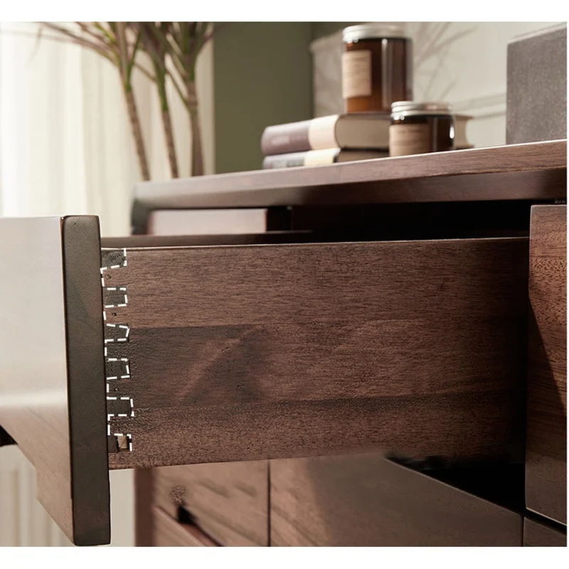 Horizon No Handle 9-Drawer Round Edge Walnut Wood Dresser
