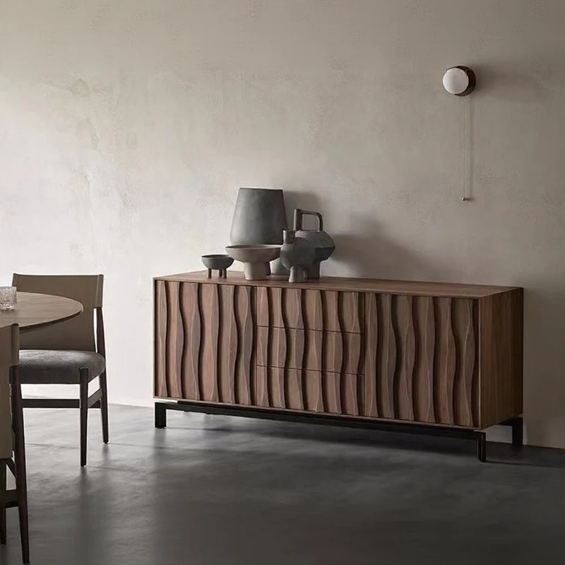 Emblem Waterflow Design Solid Walnut Wood Sideboard