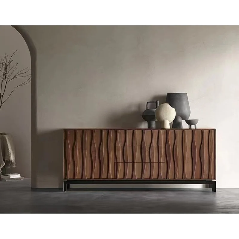 Emblem Waterflow Design Solid Walnut Wood Sideboard