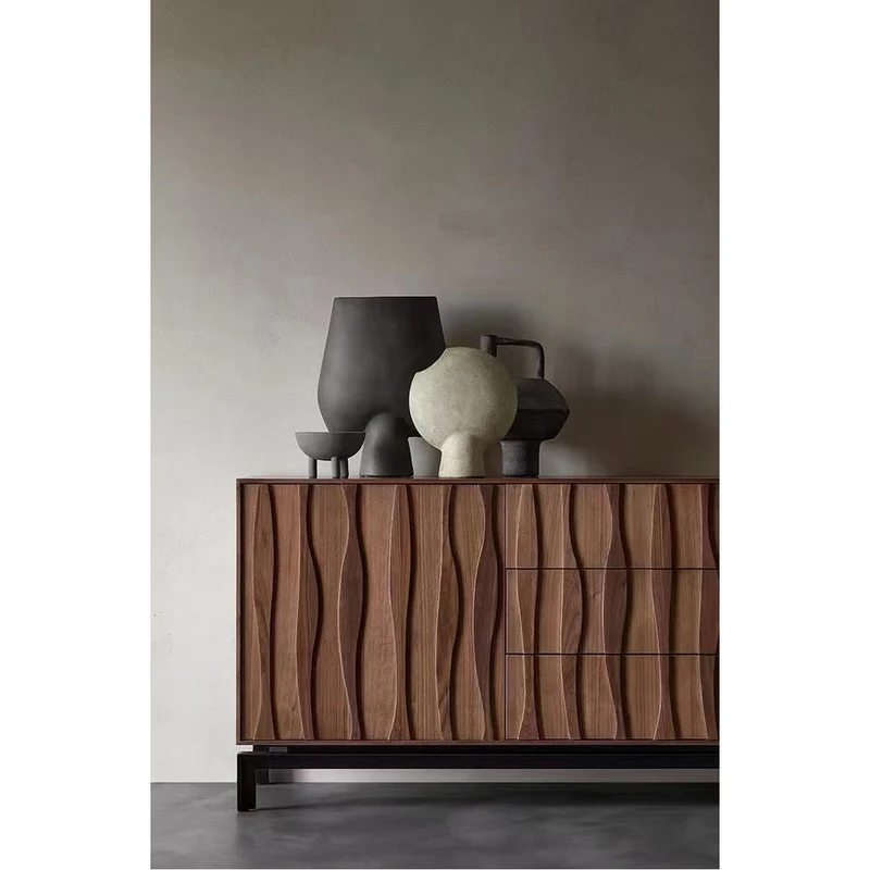 Emblem Waterflow Design Solid Walnut Wood Sideboard
