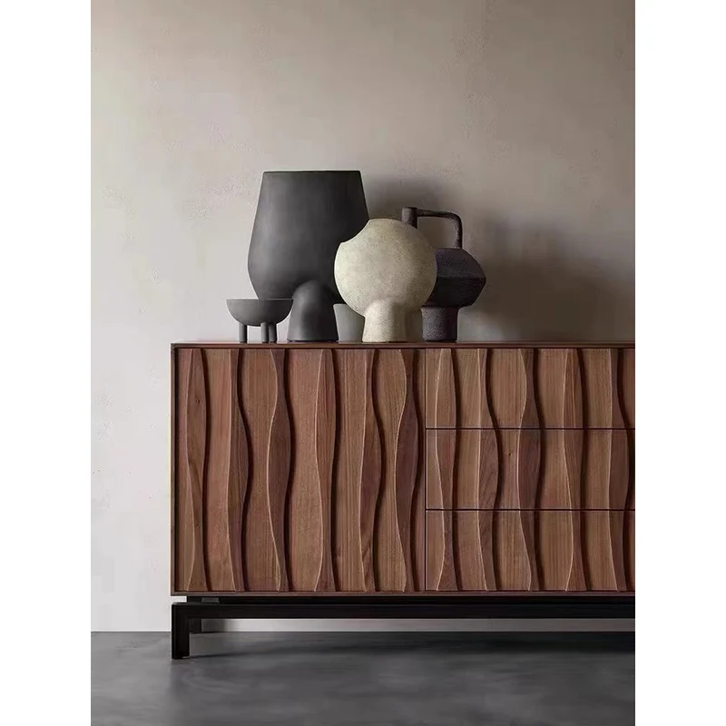 Emblem Waterflow Design Solid Walnut Wood Sideboard