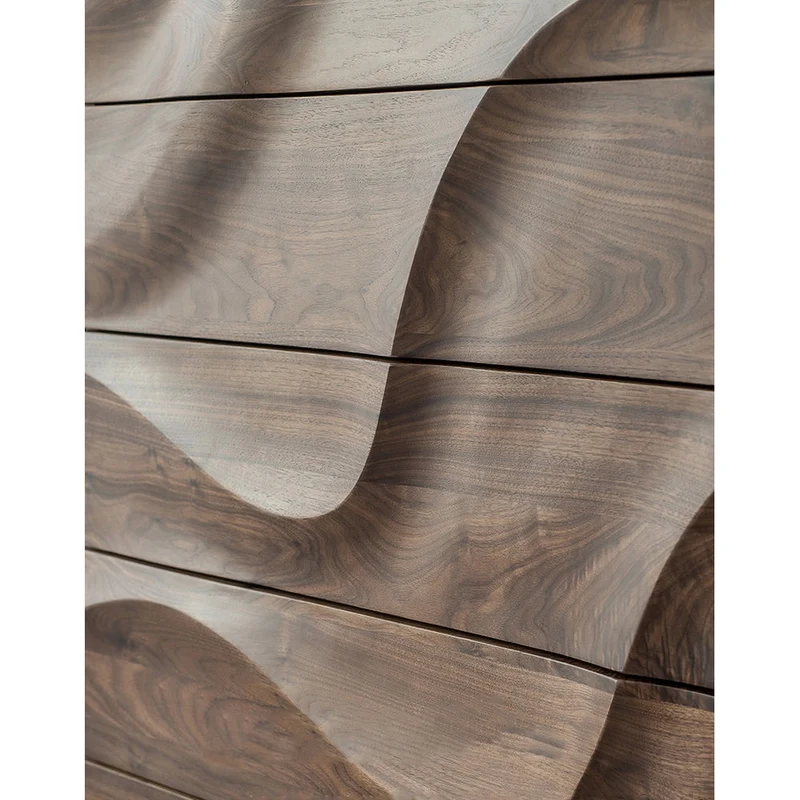 Lush Wave Layer Solid Walnut Wood Dresser