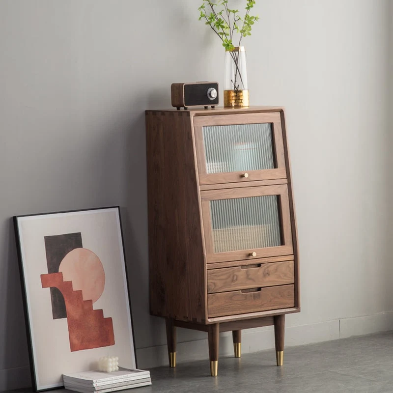 Small Solid Walnut Wood Side Cabinet