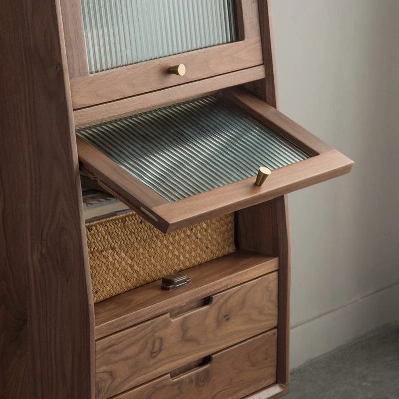 Small Solid Walnut Wood Side Cabinet