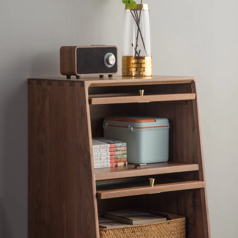 Small Solid Walnut Wood Side Cabinet