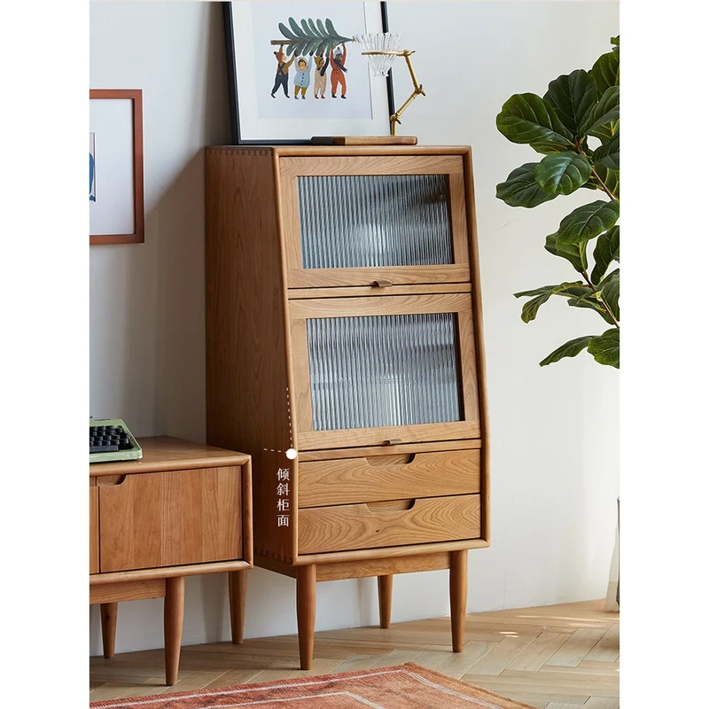 Small Solid Walnut Wood Side Cabinet