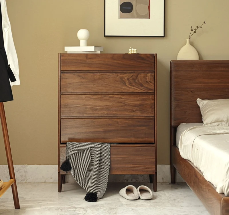 Layer Upon Layer in Balance Solid Walnut Wood Dresser with 5 Drawers