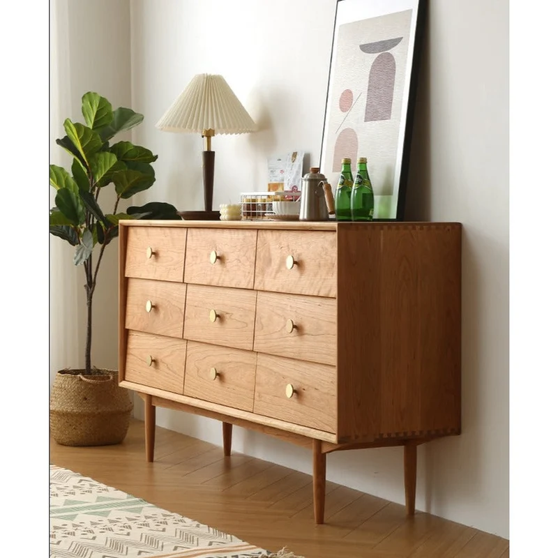 FusionEdge Charming 9-Drawer Solid Cherry Wood Dresser