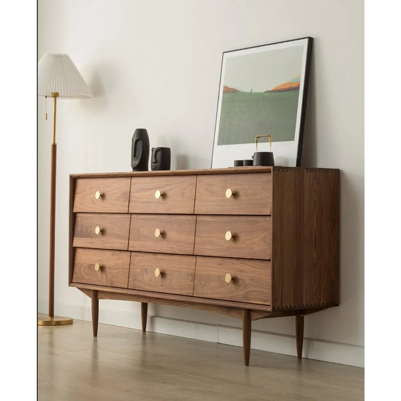 FusionEdge Charming 9-Drawer Solid Cherry Wood Dresser