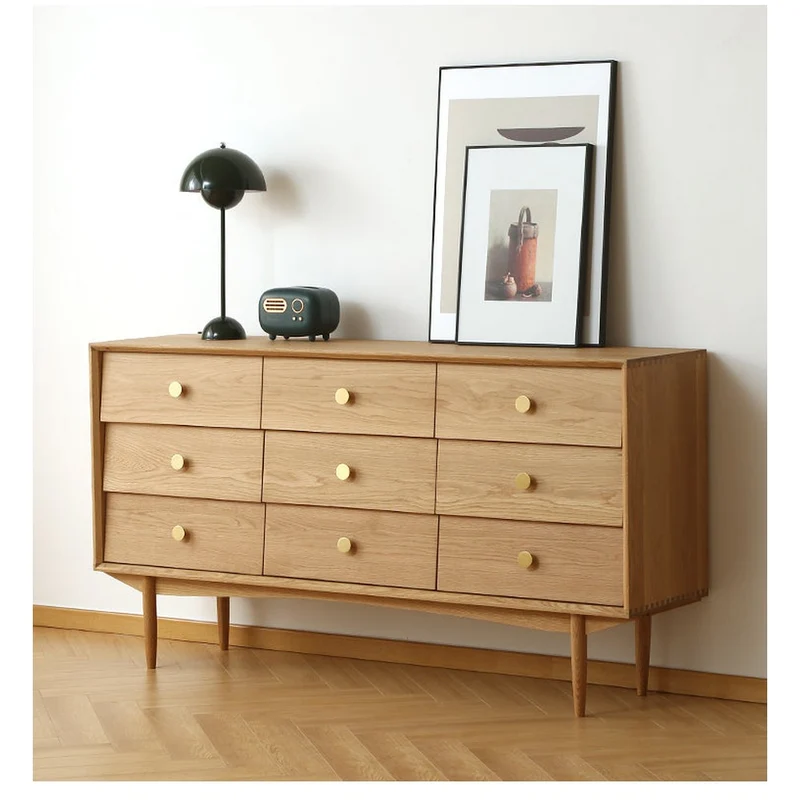 FusionEdge Charming 9-Drawer Solid Cherry Wood Dresser
