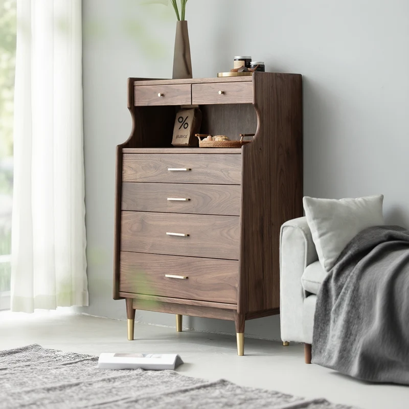 Wildflower Solid Black Walnut Wood Top Open Space Cabinet