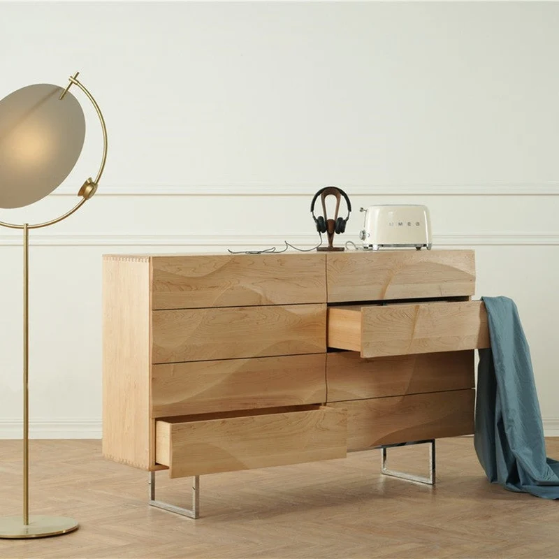 Art Deco Wave Black Walnut Wood Sideboard