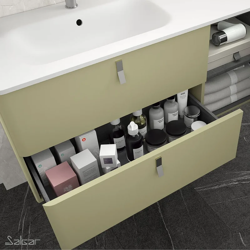 Mueble de Baño con Patas con Lavabo Salgar Uniiq 120 cm Verde Salvia