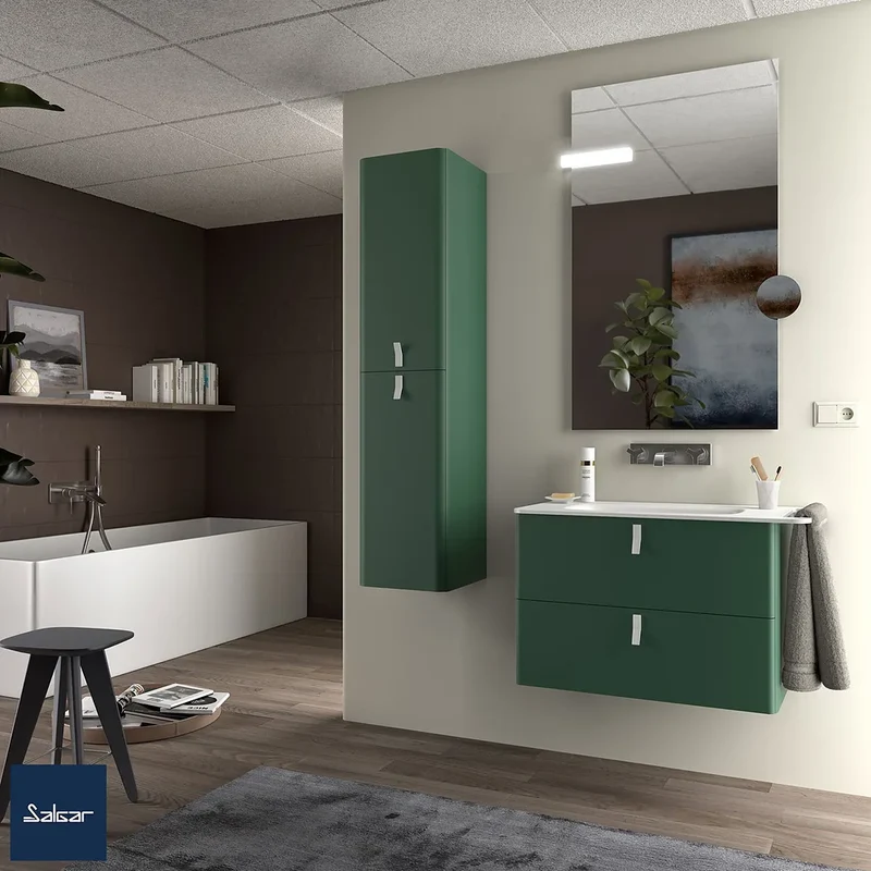 Mueble de Baño Suspendido con Lavabo y 2 Cajones Salgar Uniiq 80 cm