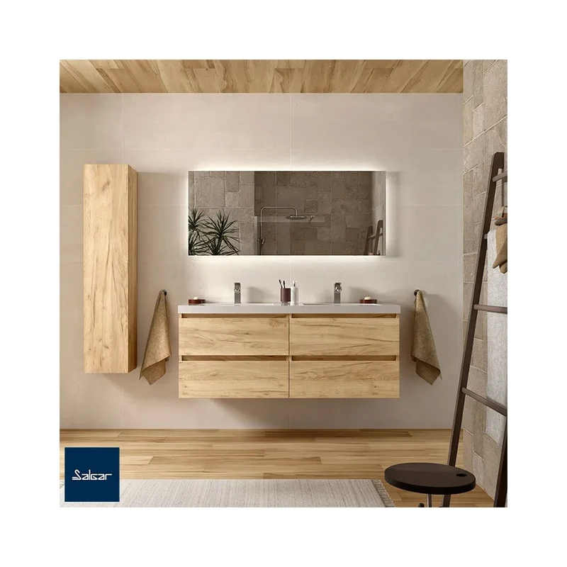 Mueble de Baño Suspendido con Doble Lavabo y 4 Cajones Salgar Bequia