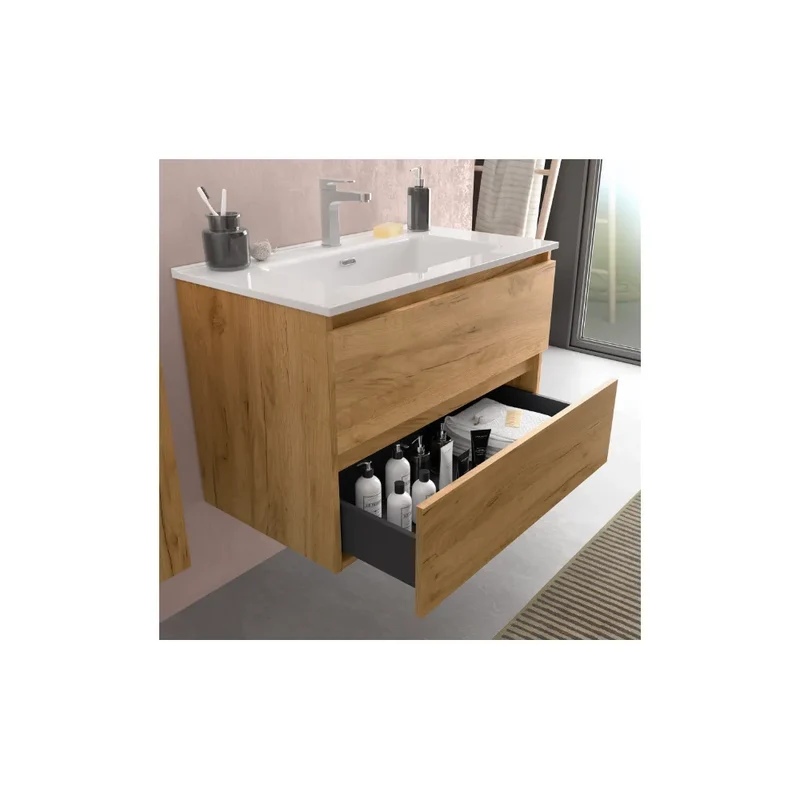 Mueble de Baño Suspendido con Doble Lavabo y 4 Cajones Salgar Bequia