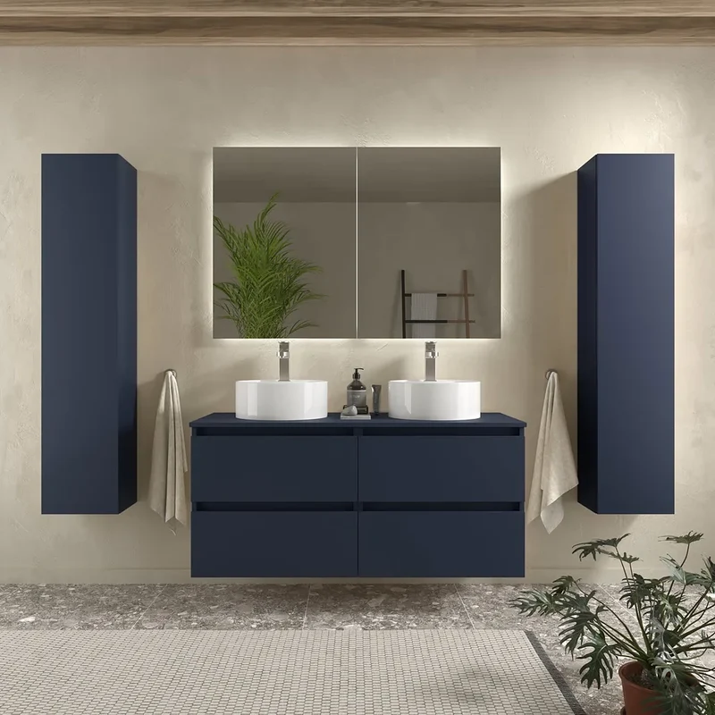 Mueble de Baño con Lavabo y 4 Cajones Salgar Bequia 120 cm Azul